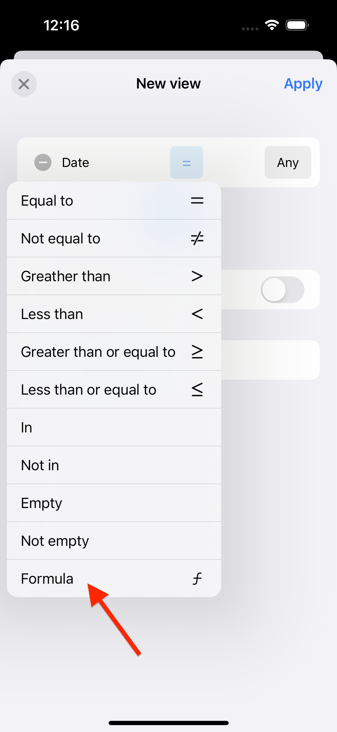 Add formulas to view