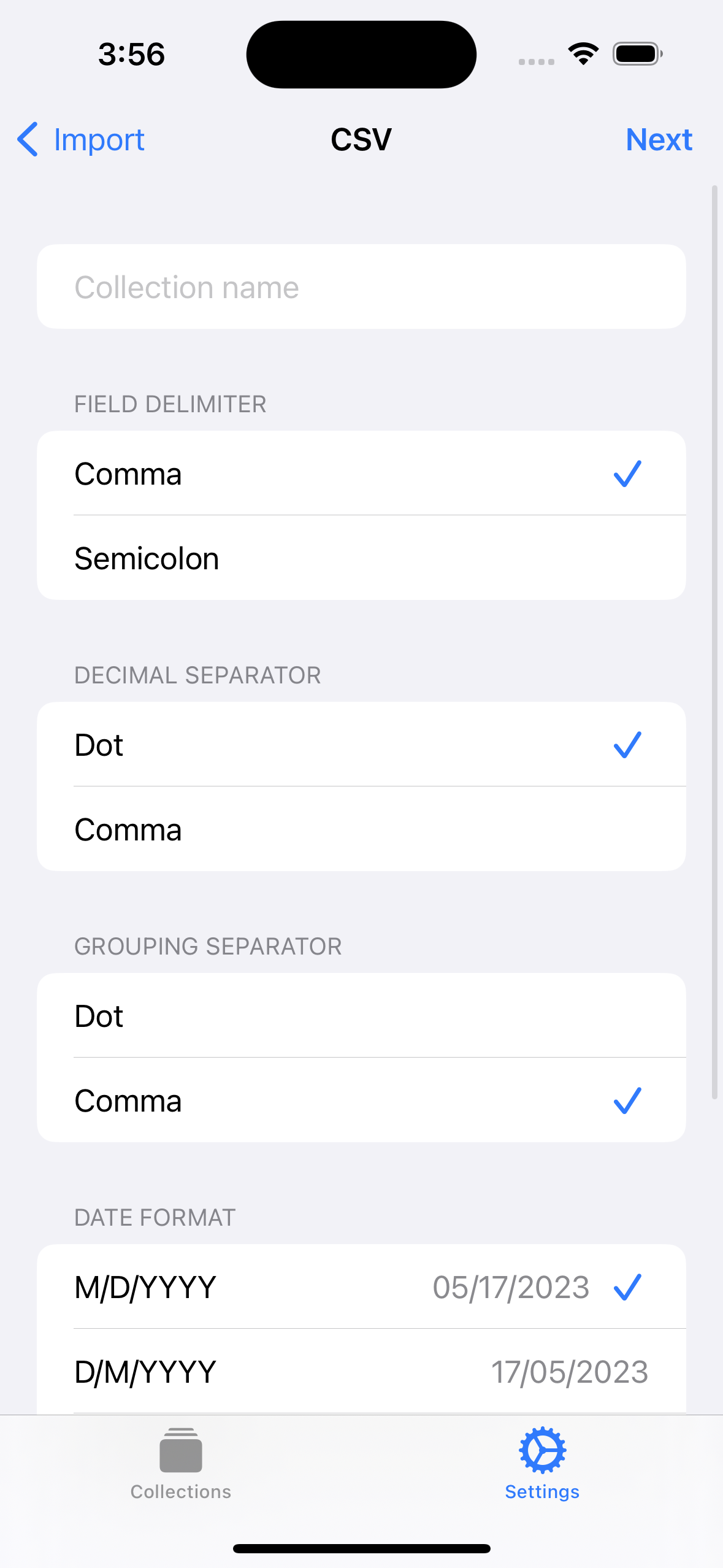 Import CSV