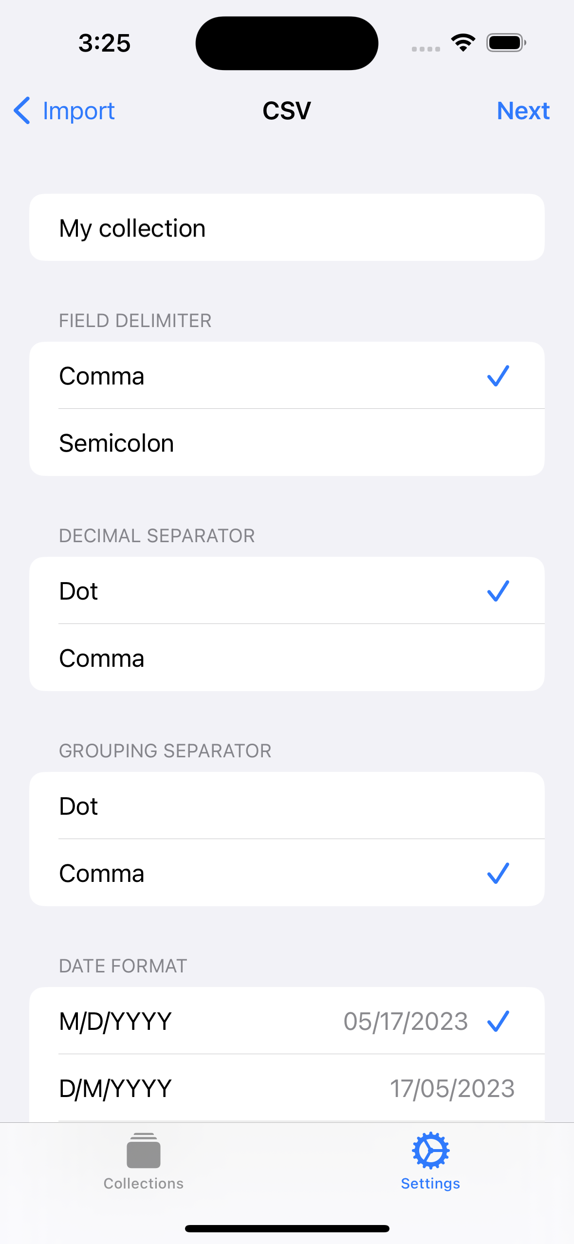 Import CSV